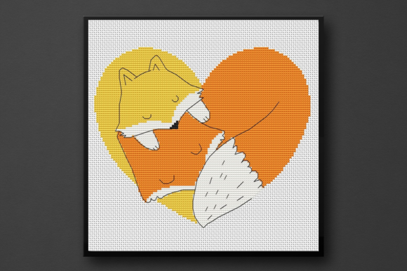 Sleeping Foxes Cross Stitch Pattern: A Valentine's Day Project 🦊🧡