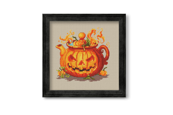 Halloween Tea Cross Stitch Pattern