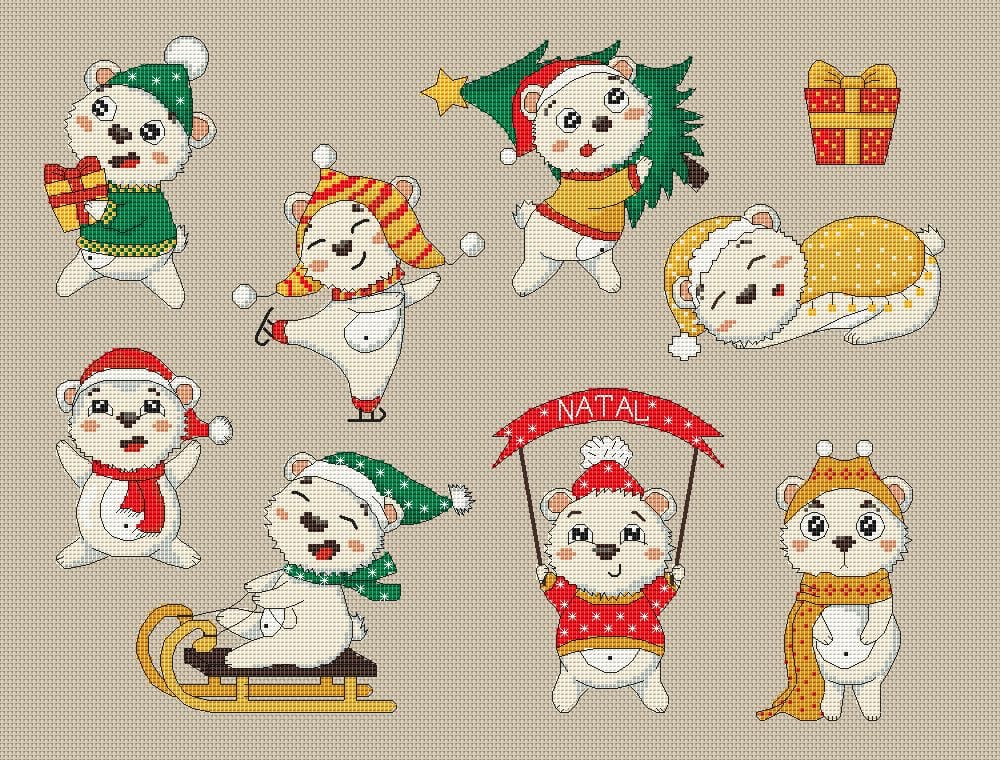 Christmas Polar Bears Cross Stitch Pattern 🐻❄️🧵