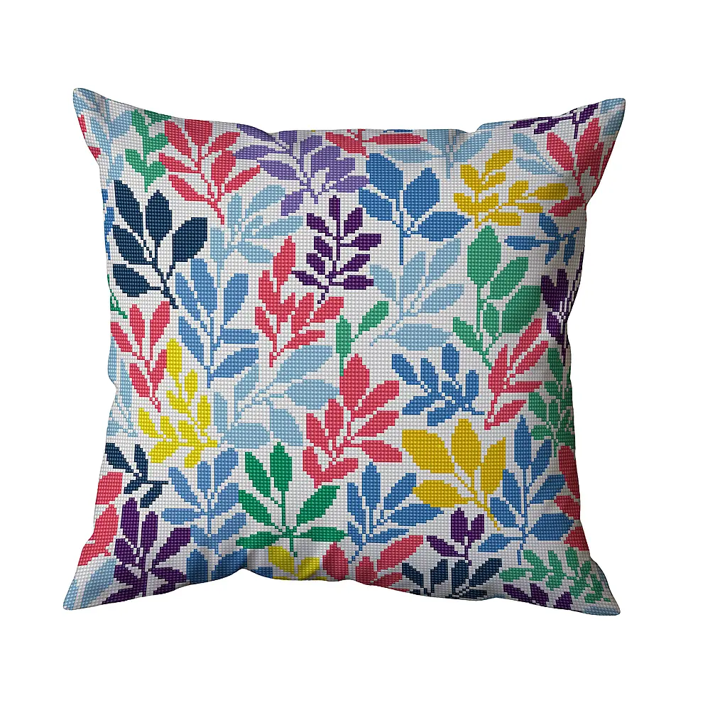 Colored Leaves Free Needlepoint Pattern for Pillow