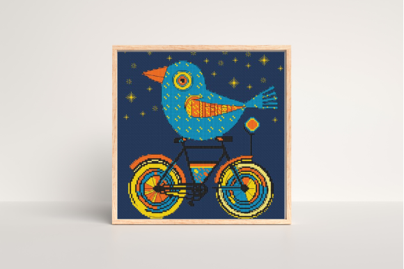 Modern Bird Cross Stitch Pattern: Bird on a Bike - Unleash Your Creativity!