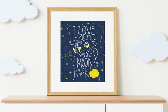 🌕💖Embark on a Stellar Journey with the 'I Love You to the Moon & Back' Cross Stitch Pattern 🚀✨