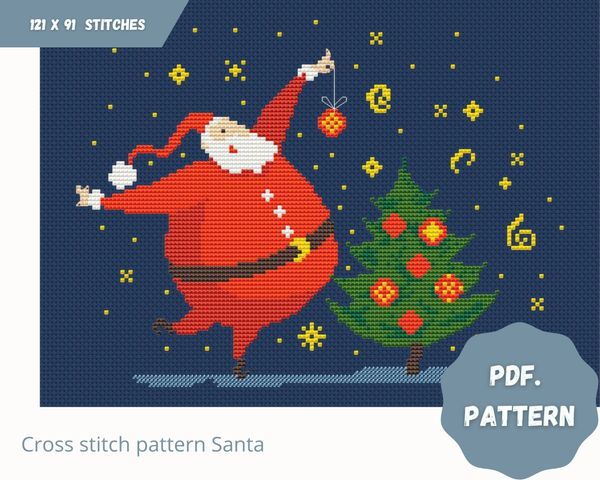 Cross Stitch Pattern Santa - Fast-To-Finish Cross Stitch for Christmas