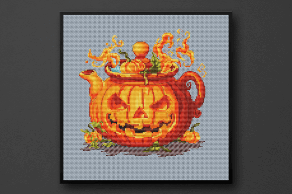 Halloween Tea Cross Stitch Pattern