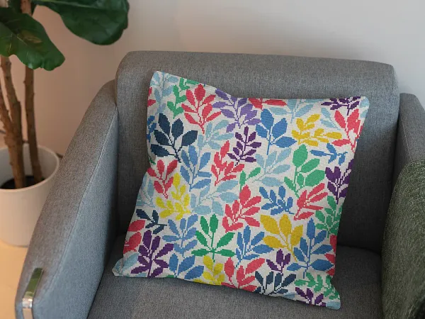 Colored Leaves Free Needlepoint Pattern for Pillow